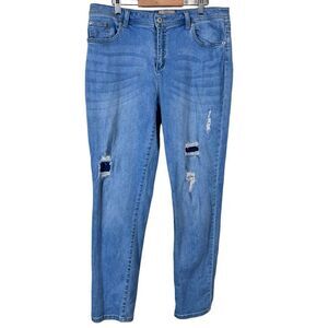 Chico's so slimming distressed ankle fit jeans.